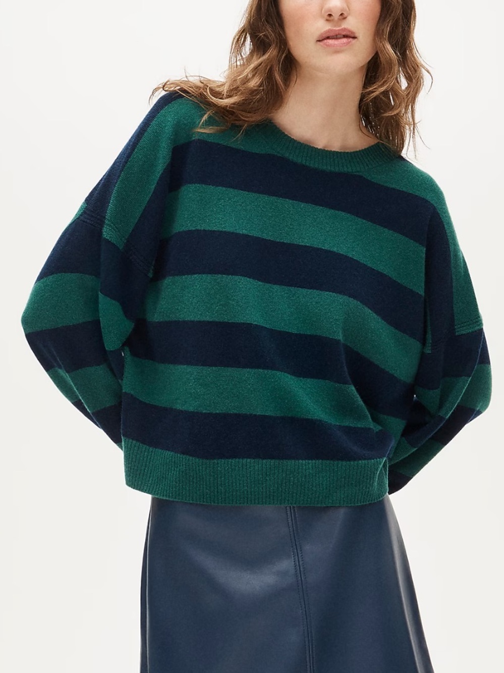 J crew Cashmere blouson-sleeve sweater in stripe
